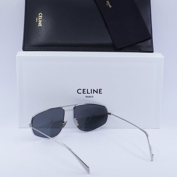 Celine CL40083U 16A Aviator Sunglasses – Palladium/Smoke - Picture 6 of 11